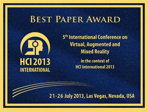 Virtual, Augmented and Mixed Reality Best Paper Award. Details in text following the image.